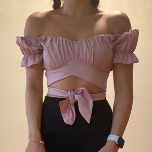 Huxley and Harper Crop Wrap Top